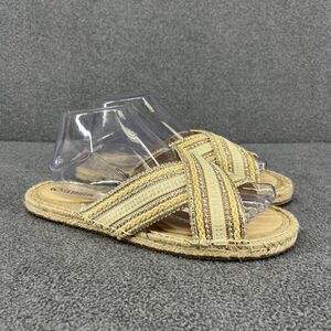 Olivia Miller Shoes Womens Size 9 Beige Espadrille Slip On Slides Sandals Beaded